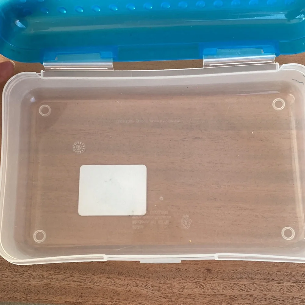 Vintage 90’s Blue Spacemaker Pencil Box Storage Container Organizer